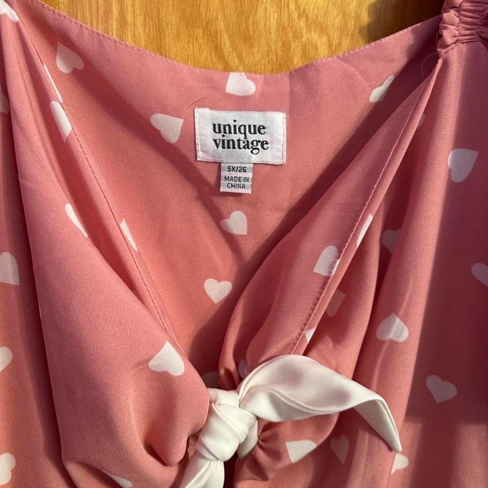 Unique Vintage Ellias Dress - Pink & White Hearts - Picture 5 of 6